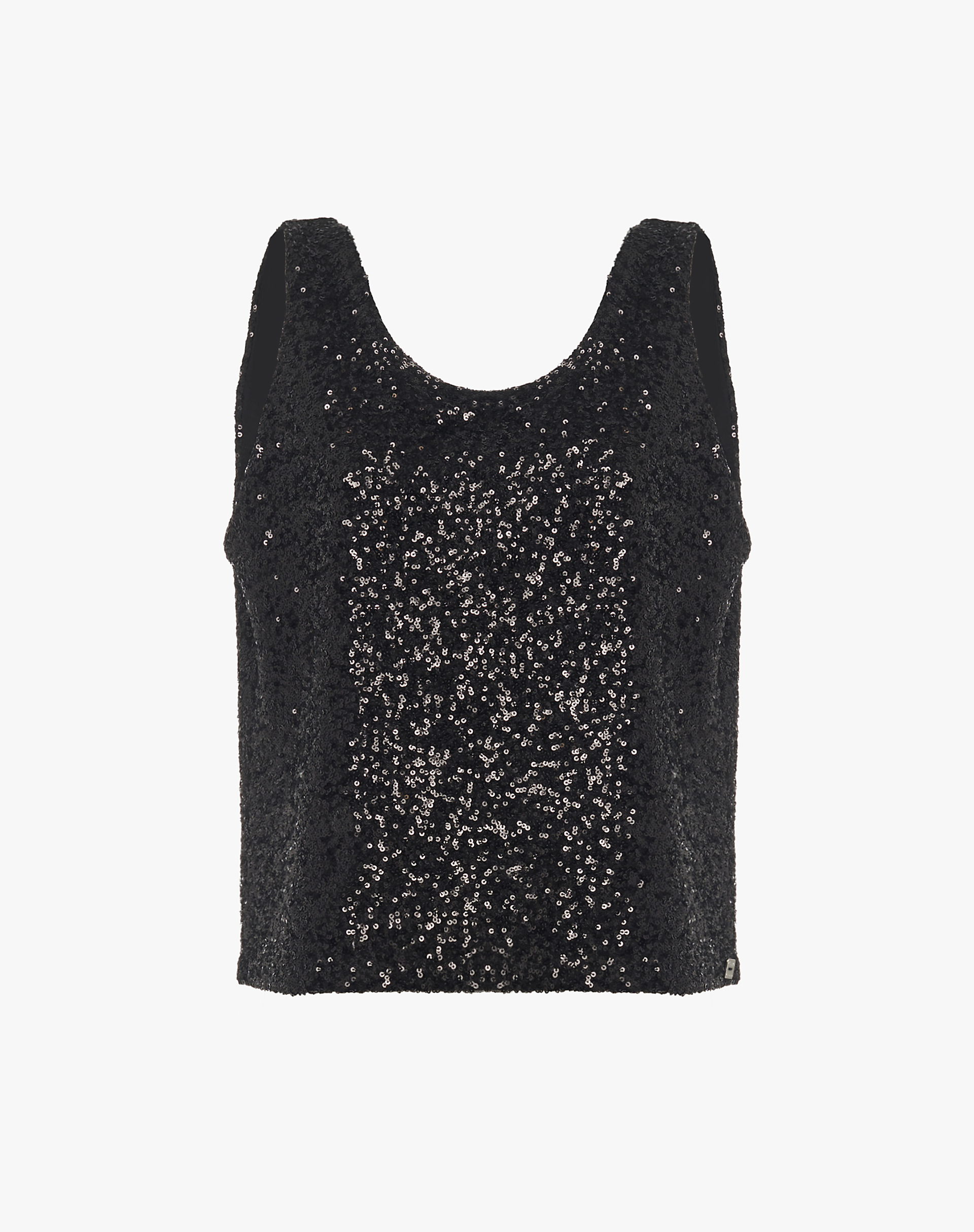 Sleeveless Sequin Top - BLACK - Manila Grace | Official Website