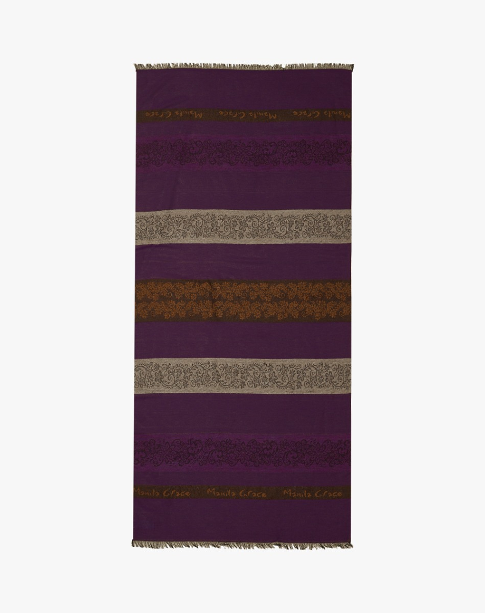 Manila Grace Multicolor Jacquard Striped Scarf With Logo - MG523 - Manila Grace | Official Website