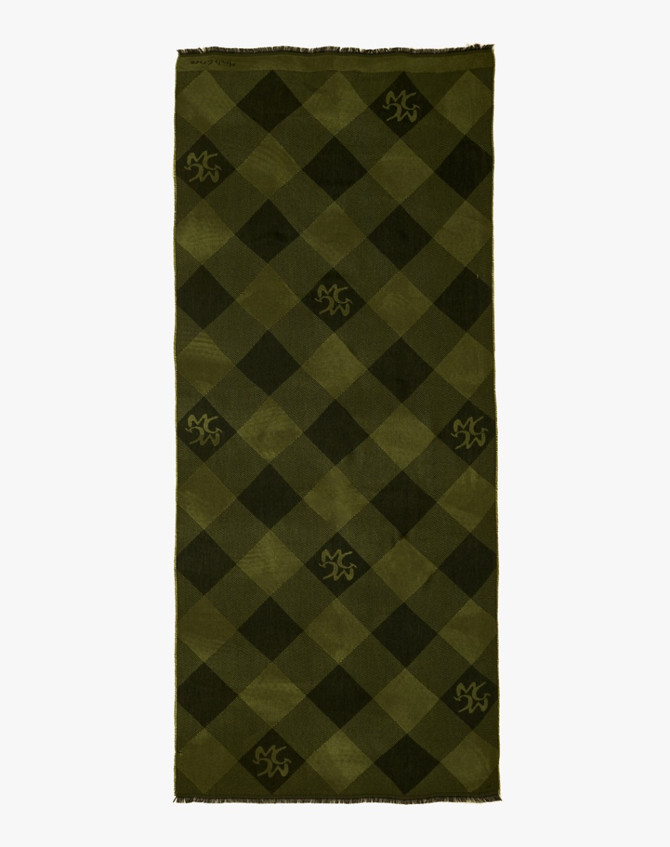 Check Jacquard Scarf - MILITARY GREEN - Manila Grace | Official Website