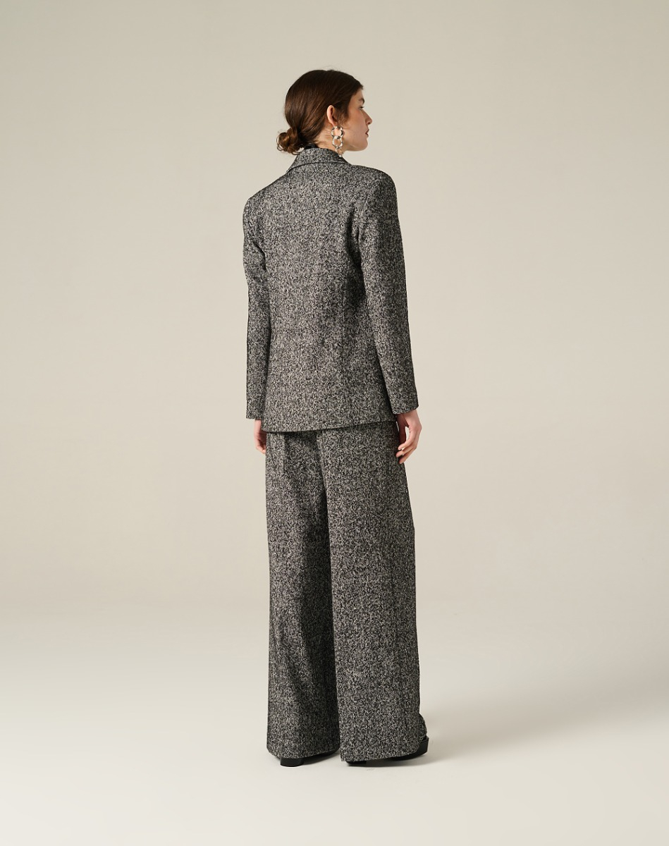 Giacca In Tweed Con Perle Ricamate - NERO - Manila Grace