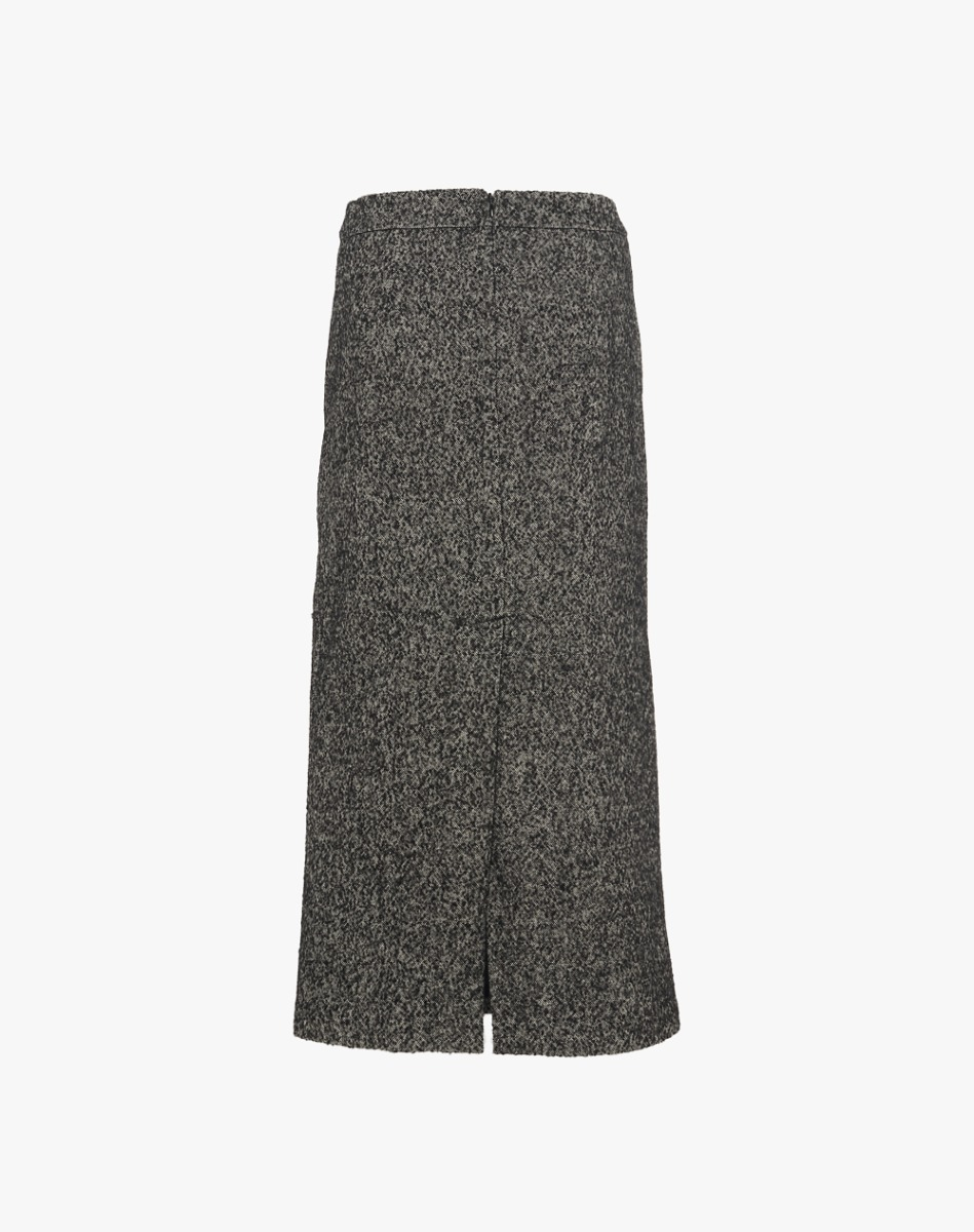 Tweed Pencil Skirt With Rhinestone Appliques - SKIRTS - Manila Grace | Official Website