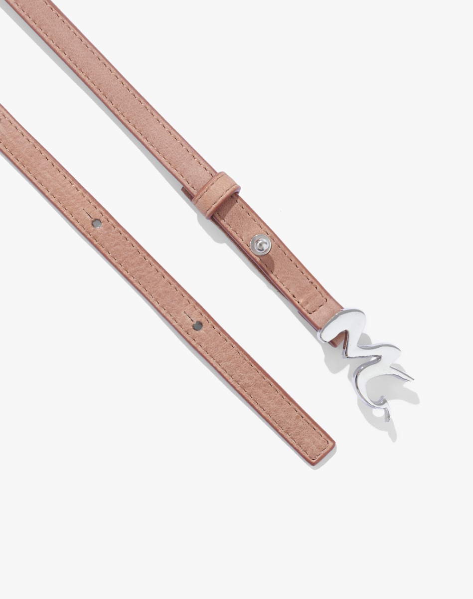 Leather Belt With Logo Buckle - LEATHER - Manila Grace | Official Website