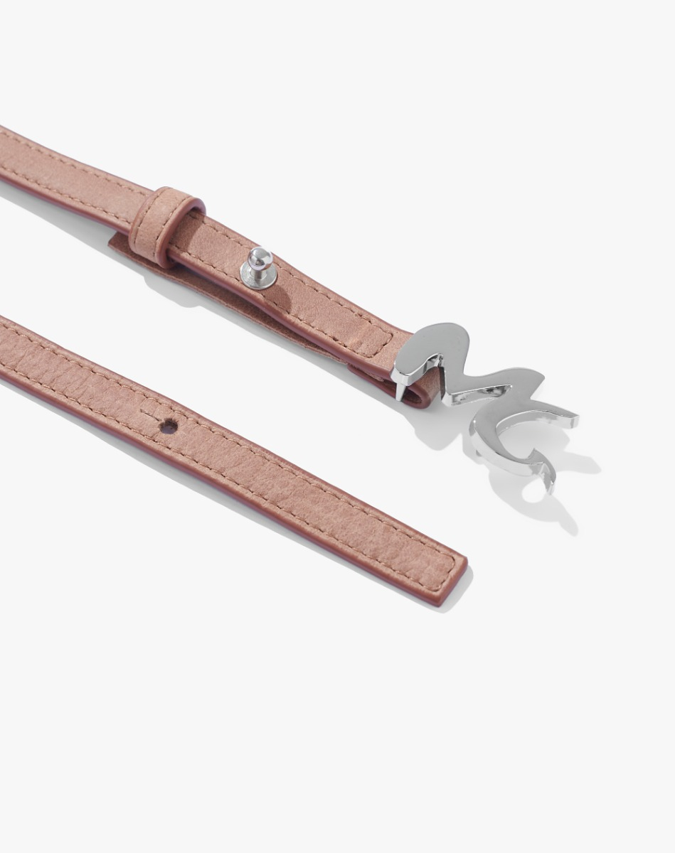 Leather Belt With Logo Buckle - LEATHER - Manila Grace | Official Website